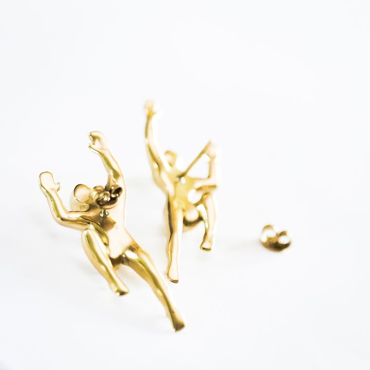 Avant Garde Sculpture Brass Earrings