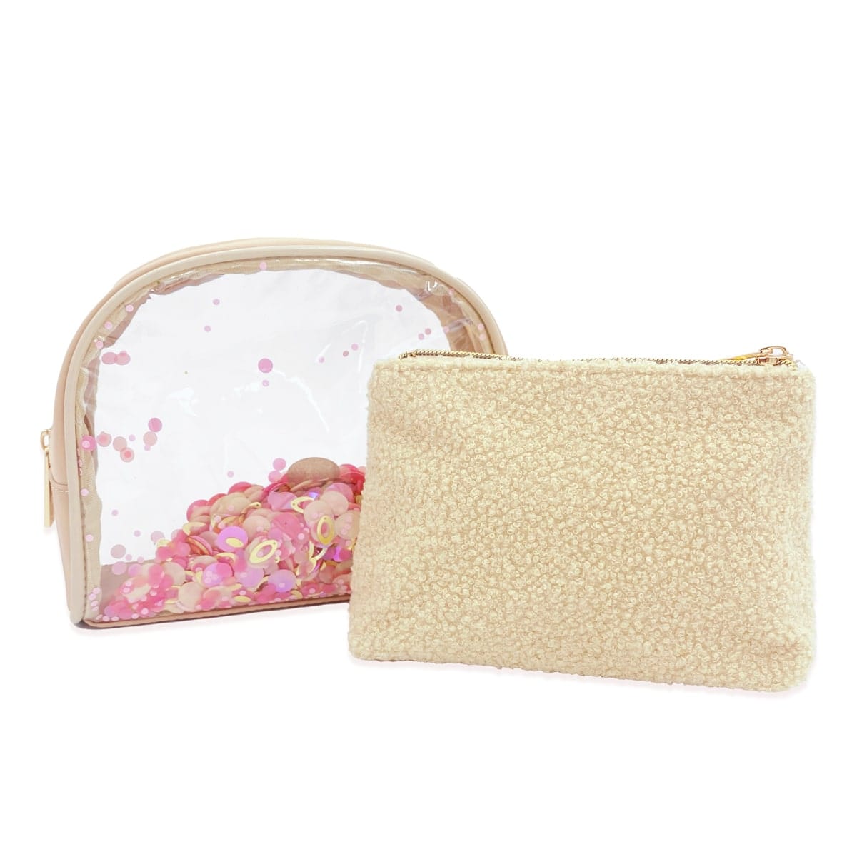 Fluffy Sherpa Two-Piece Confetti Cosmetic Bag