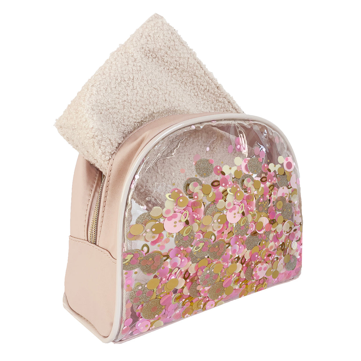 Fluffy Sherpa Two-Piece Confetti Cosmetic Bag