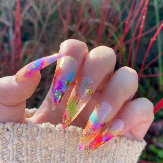 20 Pcs Pink Abstract Canoe style Nails